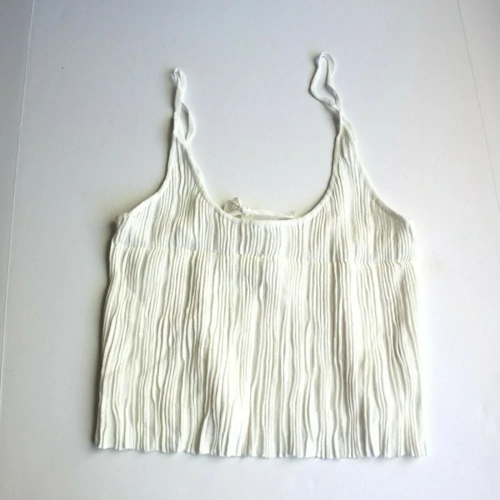 Free People Intimately Get to Know You Cami Tank Top Alabaster Ribbed NEW Large